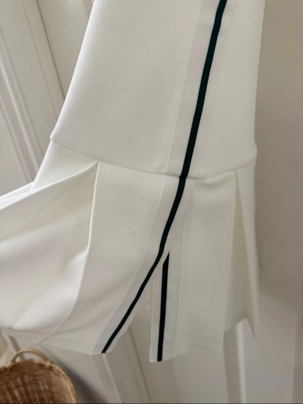 Lacoste White Sleeveless V-Neck Tennis Dress with Forest Green Trim - Picture 3 of 8